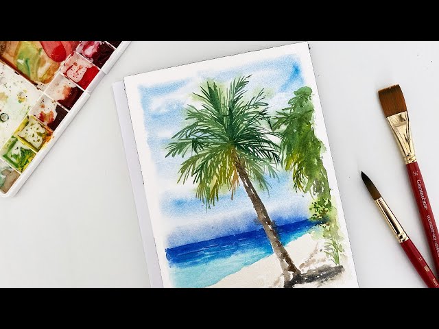 Caribbean Palm Tree Watercolor | Real time painting + chat about a new watercolor community!