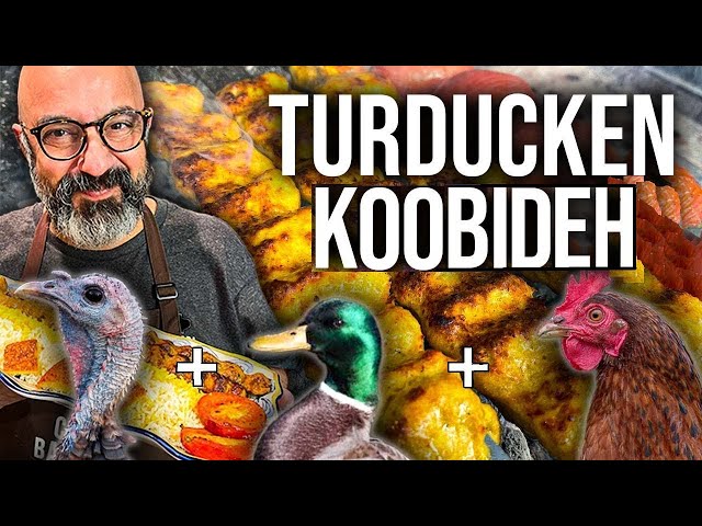 Turducken Koobideh Kabob for USA Thanksgiving کباب کوبیده بوقلمون+اردک+مرغ برای عید شکرگزاری آمریکا