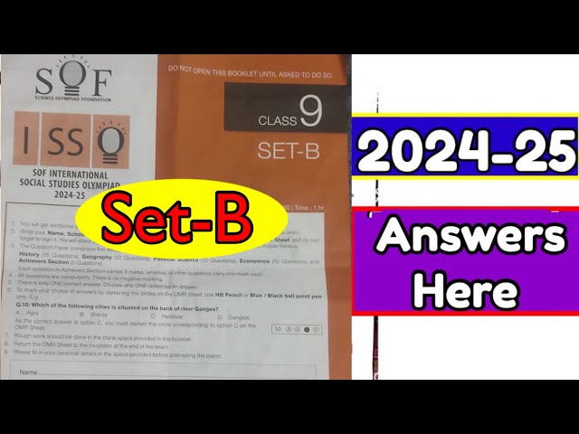 SOF ISSO 2024-25 Set B Class 9 | International Social Studies Olympiad Grade 9#sofisso