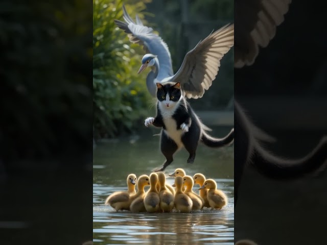 The Cat and the Duckling's Unlikely Friendship 🐱 #cat #catvideos #catlover#poorcat #aiart @Squad-23