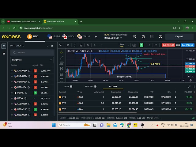 LIVE BITCOIN | @Tradingpsychology111 #trading #stockmarket #forex #bitcoin #ytstudio #gold #exness