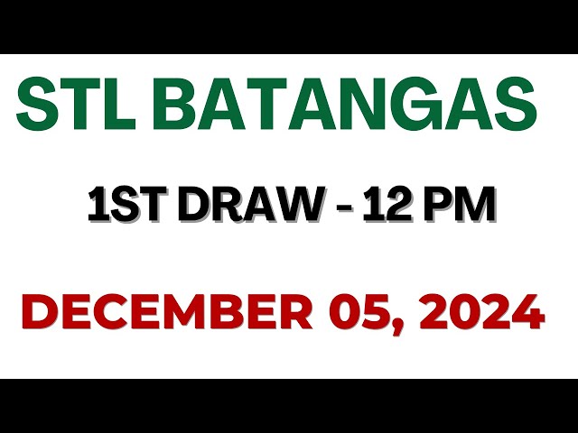 STL Batangas Draw result today live 12:00 PM 05 December 2024