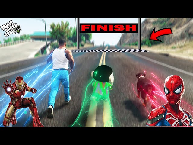 GTA5 : SHINCHAN RUNNING RACE WITH AVENGERS IN LOS SANTOS