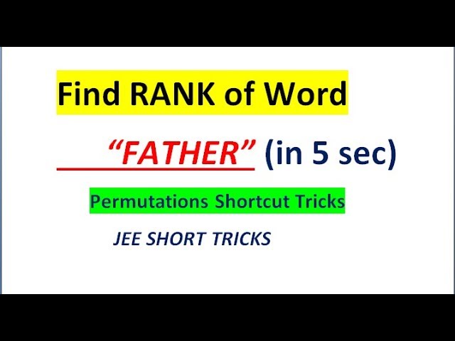 How to find RANK of Word in DICTIONARY | JEE Maths  Tricks