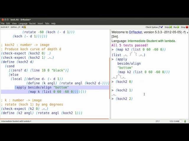 racket recursion video 3/6 --- koch curve with local definition