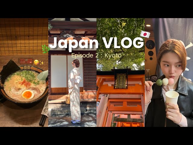 Japan Vlog Ep 2 : Arashiyama🎋, first kimono experience👘, sakura hunting🌸, eating 24/7 🍡