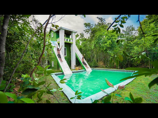 Build Modern Contemporary Mud Villa and Design Water Slide to Millionaire Swimming Pool