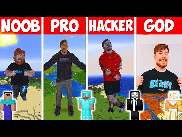 NOOB vs PRO vs HACKER vs GOD: MRBEAST STATUE BUILD CHALLENGE