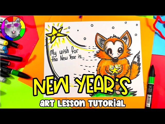 Art Lesson: Wish for the New Year Fox Art Project, Art Lesson Tutorial for Kids