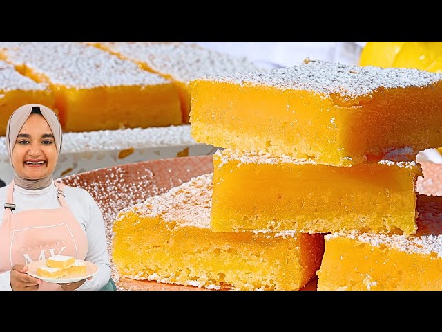 Rich, tangy LEMON BARS recipe! Super easy and not-too-sweet