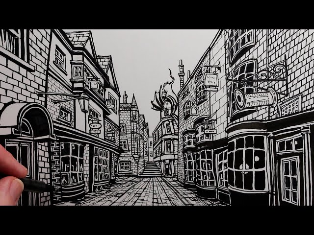 How to Draw Diagon Alley: Narrated Step-by-Step