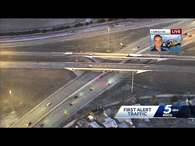 Sky 5 shows road conditions on I-240 in OKC