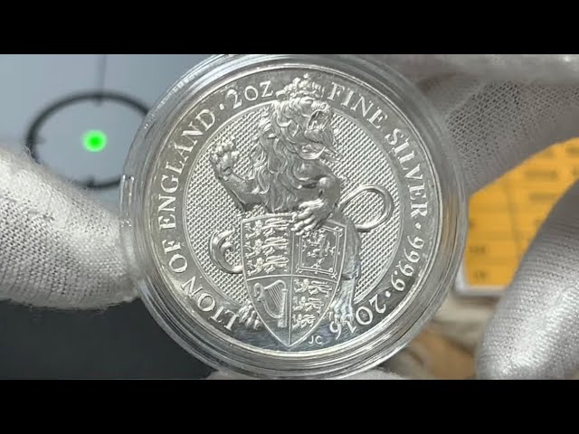 2016 Lion of England 2 oz, First in Queen's Beasts Series, 5 Pound GB .9999 fine silver BU coin