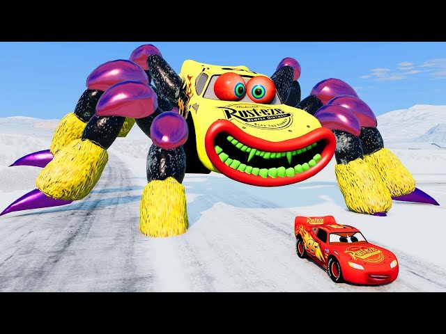 Live Epic Escape From Lightning McQueen Eater Monsters in BeamNG.Drive! Insane Crashes & Stunts