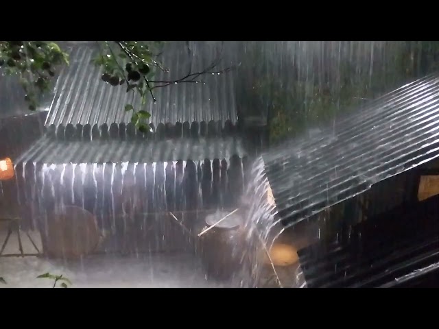 Nighttime Thunderstorm and Rain Sounds on Tin Roof for Relaxing Sleep