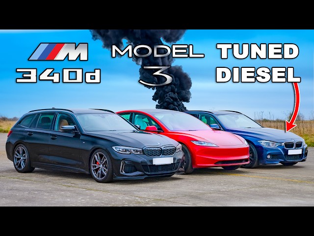 Tuned BMW diesel v new Tesla Model 3: DRAG RACE