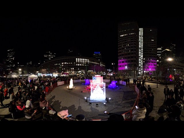 Boston City Hall Plaza First Night 2025 Happy New Year's Eve Insta360 X4 8K 360 video