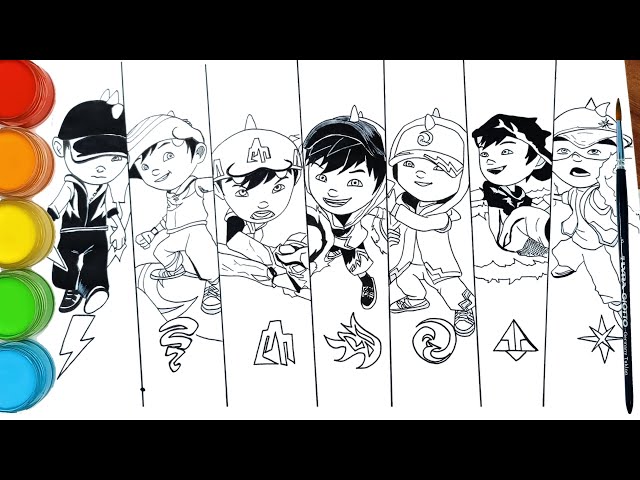 Menggambar dan mewarnai BoBoiBoy Fusion Baru 7 kuasa Elemental | How to draw BoBoiBoy