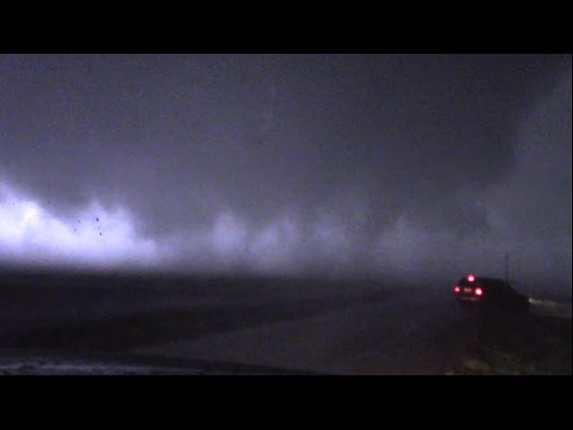 Extreme Close-Range Nighttime Wedge Intercept - Turkey, TX - May 23, 2016