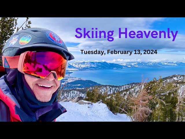 Skiing from the top of the Tamarack chair down the California trail at Heavenly Lake Tahoe, 2/13/24