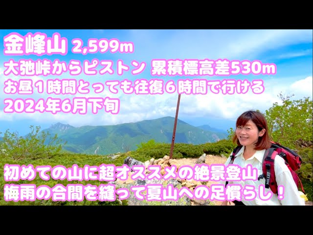 初夏の奥秩父・金峰山2,599m 大弛峠からピストン 累積標高差533m 2024年６月下旬 お昼１時間とっても往復６時間で行ける、初めての山に超お勧めの絶景登山。【無体力・初心者・女性・絶景登山】