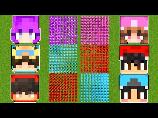 100x Cash and Nico and Zoey vs 100x Omz and Roxy and Lily in Minecraft