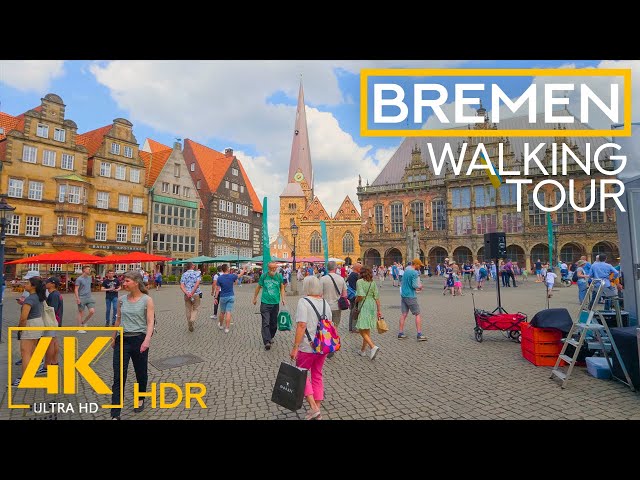 4K HDR'de Almanya Şehirlerini Keşfetme - Bremen'de Şehirde Yürüyüş Turu