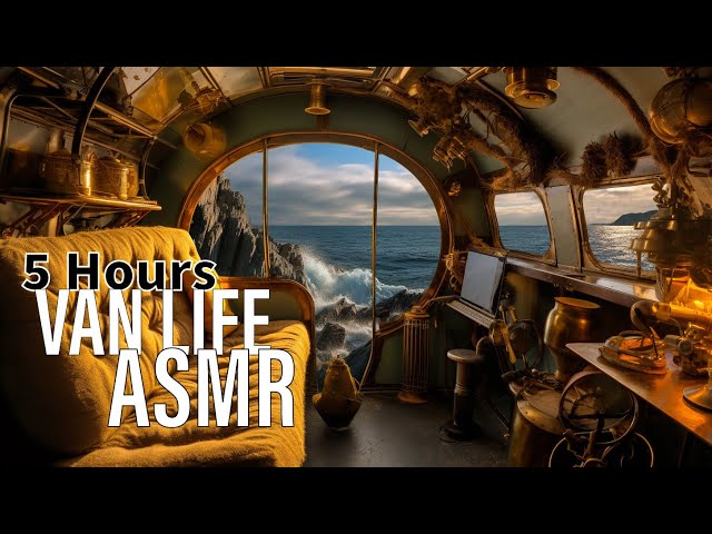 ASMR. Van Life. 5 Hours of Ocean Views from inside VAN, Rain, Wind, Sea, Sleep Sounds #vanlife