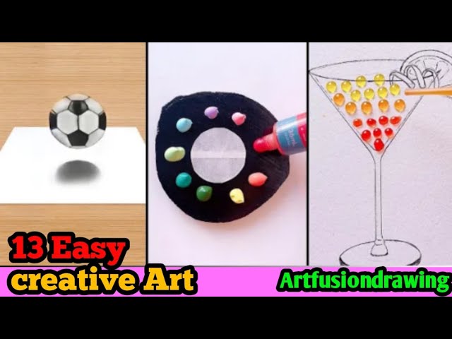 13 Easy Creative Arts ideas When You,re bored|| painting techniques|| easy drawing Ar tfusionDrawing