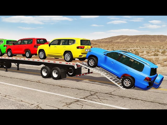 TRANSPORTING PIXAR CARS & FRUITS WITH COLORED & JOHN DEERE vs CLAAS vs TRACTORS - BeamNG.drive #962