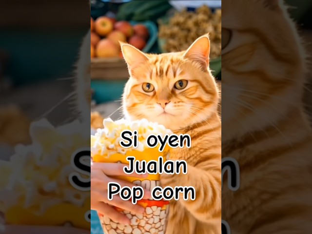 Si Oyen jualan pop corn #cuteanimals #filmanak #cat #unik #hewan #animasianak