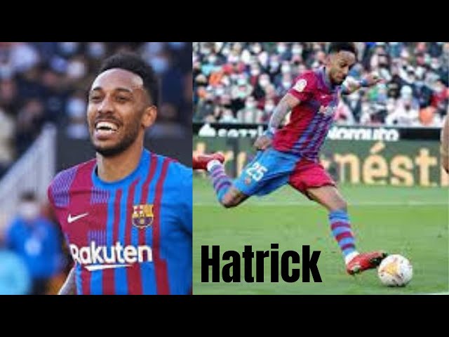 Aubameyang  First Barcelona Hat trick vs Valencia fc