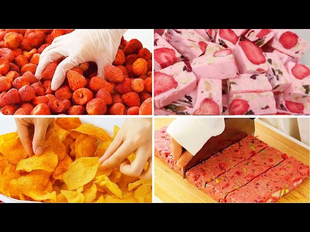 1 Hour Baking Video Without Music | 🍓🍪🎂🍰Relaxing Cooking Sounds | Strawberry Nougat, Cheesecake