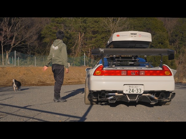 Solo HONDA NSX camping with dog.Magnificent japan city from top mount.Nature ASMR. Relaxing healing.