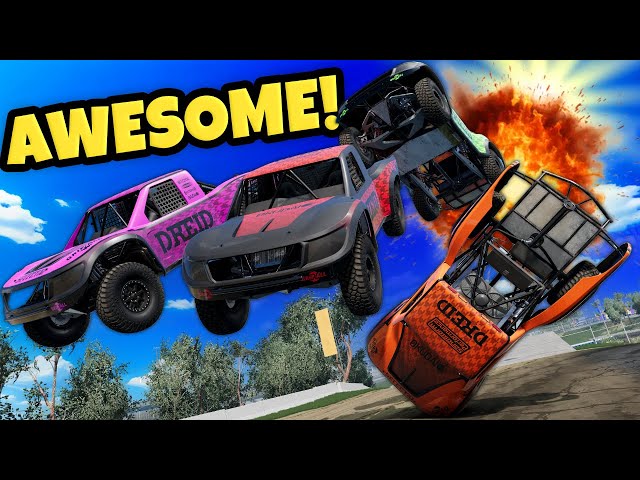 The Most CHAOTIC Trophy Truck Racing We've EVER Done in BeamNG Drive Mods!