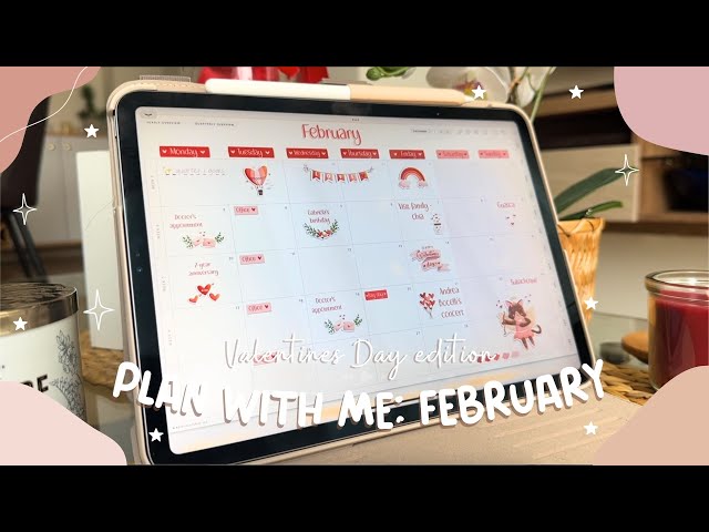 💕 Plan with me February | Digital Planning | Valentine's Digital Stickers | Goodnotes |