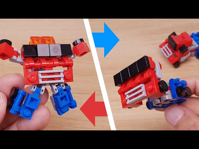 Micro LEGO brick trailer truck transformer mech -  Jumbo Truck