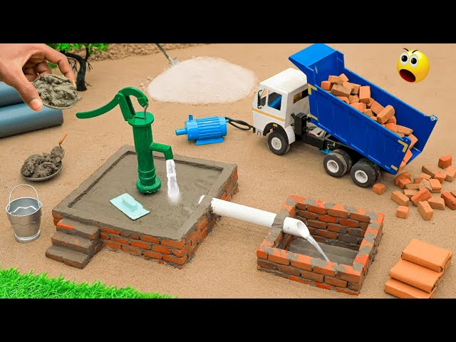 diy mini hand pump surrounded by bricks construction science project @AdgeCreator