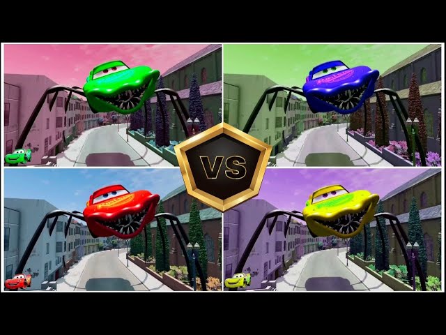 🏎️ Lightning Mcqueen Spider Eater battle in different  new colors 🆚 Coffingdance 🆚TILES Hop EDM Rush