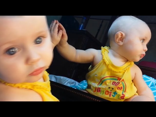 Cute Baby Girl Kisses Mirror and Enjoys her Mirror Reflection [NEW HD VIDEO]