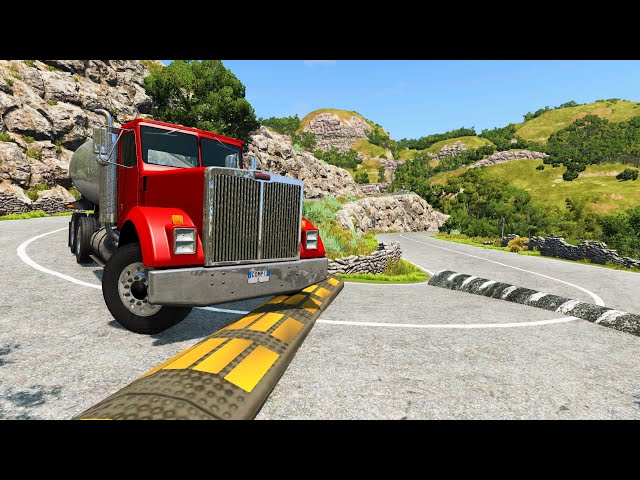 TRANSPORTING MINI HONDA & BMW TRUCK & AUDI BUS with FLATBED TRAILER & CRAZY LOADERS! - BeamNG.drive