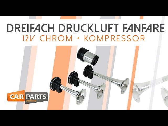 ✖️Dreifach Druckluft Fanfare✖️12V✖️Chrom✖️+Kompressor✖️Artikel Nr.: 22298✖️