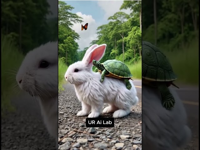 RABBIT SAVES CUTE TRUTLE FROM ACCIDENT #animalrescue #cuteanimals