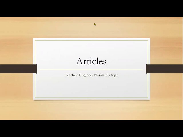 Articles (Full lecture for Aptitude Students) in Urdu/Hindi