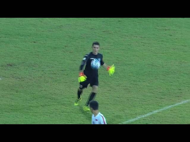 Uzbekistan goalkeeper Jasurbek Umrzakov scores from his own half in AFC U-16 Championship 2016