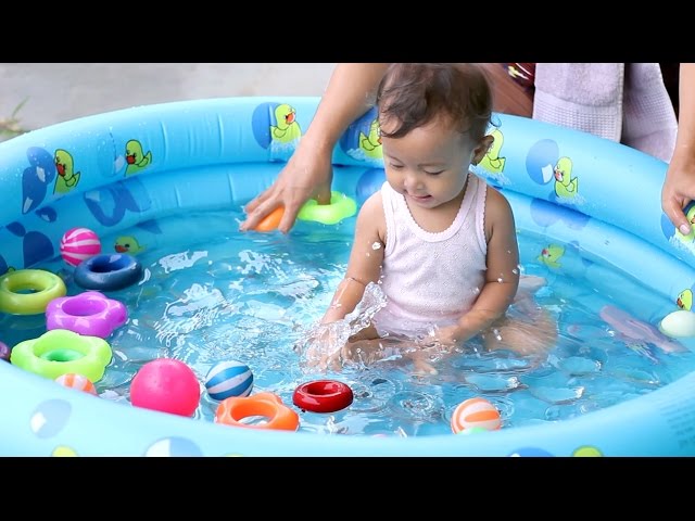 unboxing mainan anak bayi lucu - kolam renang bundar - baby swimming pool and kids