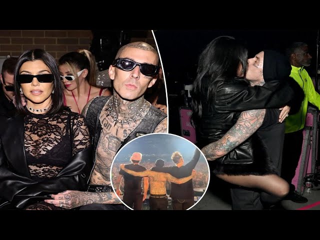 Kourtney Kardashian packs on PDA with Travis Barker after Blink-182 rocks Super Bowl 2025 party