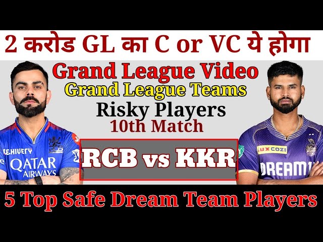 RCB Vs KOL Dream11 Team I KOL Vs RCB Dream11 Team Prediction I Dream 11 Team Of Today Match, IPL2024