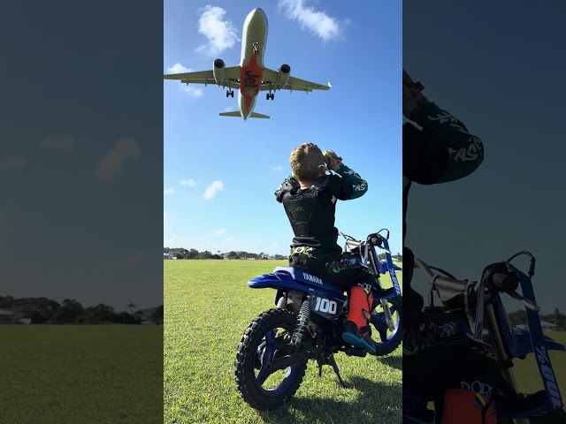 What a boys dreams are made of! #dirtbike #plane #yamaha #pw50 #enduro #viralvideo #dreams #airport