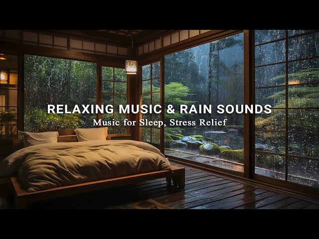 Relaxing Music for Stress Relief, Calm, Study - Warm Room In The Forest & Rain Sounds for Sleeping